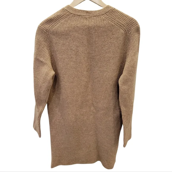 J.Crew Ribbed Knit Open Front Cardigan Sweater Tan Lambswool Neutral Women's S/M - Picture 10 of 15
